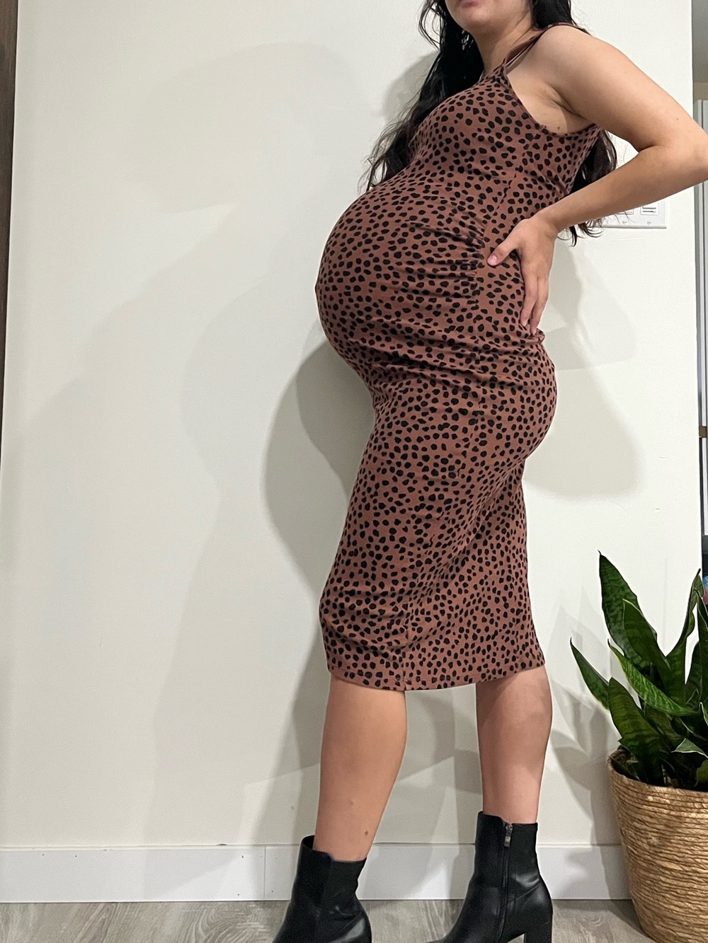 Brown Leopard Maternity Dress